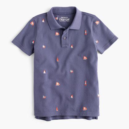 J.Crew Boys' critter piqu&eacute; polo shirt in sailboats