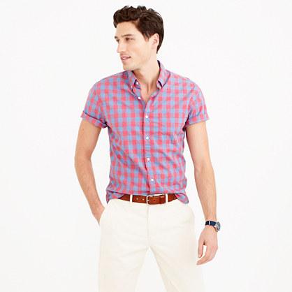 J.Crew Short-sleeve shirt in heather poplin blue gingham