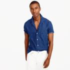 J.Crew Short-sleeve camp-collar denim shirt with embroidered anchors