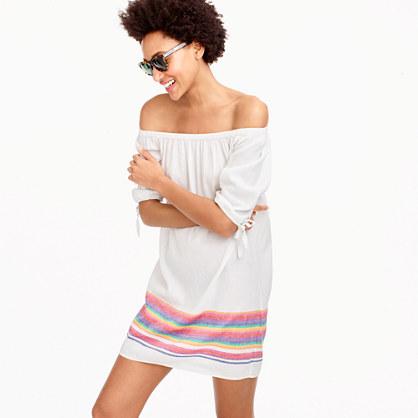 J.Crew Off-the-shoulder beach dress with rainbow stripes