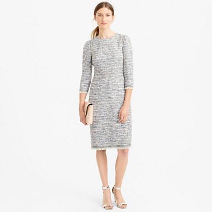 J.Crew Long-sleeve multicolored tweed dress with fringe