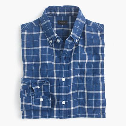 J.Crew Slim indigo linen shirt in plaid