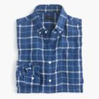 J.Crew Slim indigo linen shirt in plaid