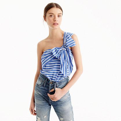 J.Crew One-shoulder bow top in stripe