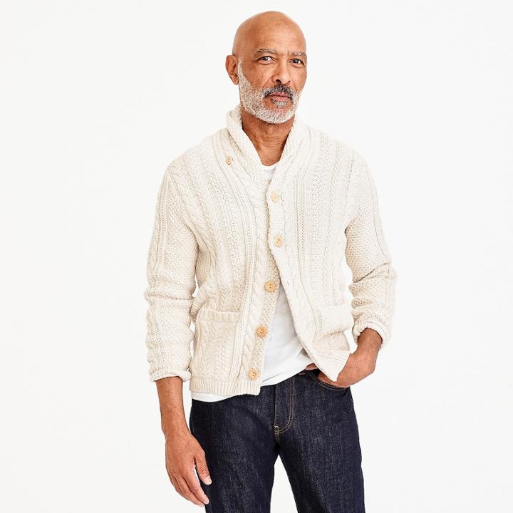 J.Crew Shawl-collar cotton cable-knit cardigan