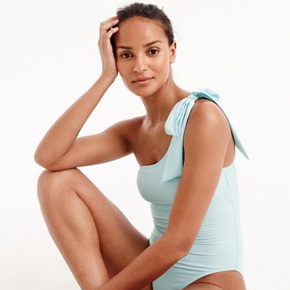 J.Crew Bow-tie one-shoulder one-piece swimsuit