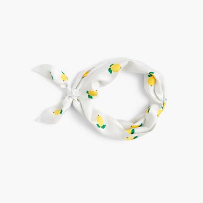 J.Crew Skinny Italian silk scarf in lemon print