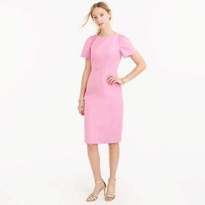 J.Crew Petite gathered-sleeve dress in bi-stretch cotton