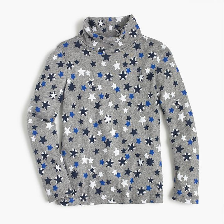 J.Crew Girls' star-printed tissue turtleneck T-shirt