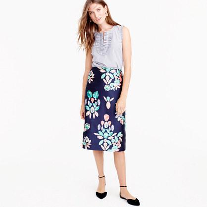 J.Crew Collection silk twill skirt in painted gemstone print