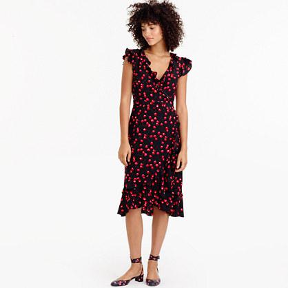 J.Crew Silk wrap dress in cherry print