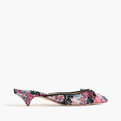 J.Crew Tweed kitten mules