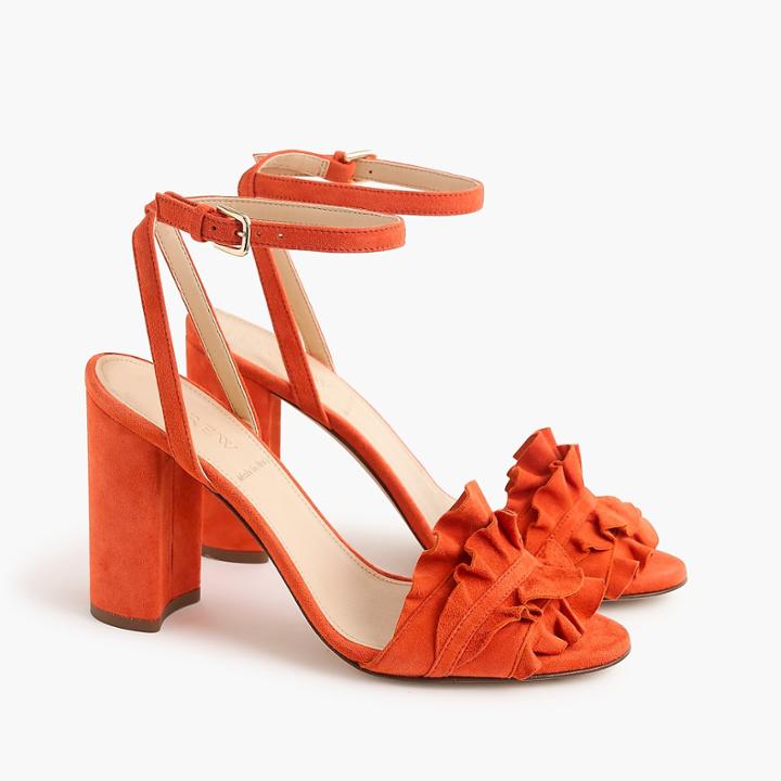 J.Crew Ruffle-strap heels (100mm) in suede