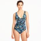 J.Crew Long-torso ruched femme one-piece swimsuit in floral paisley print