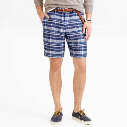 J.Crew 9 club short in indigo plaid Irish linen