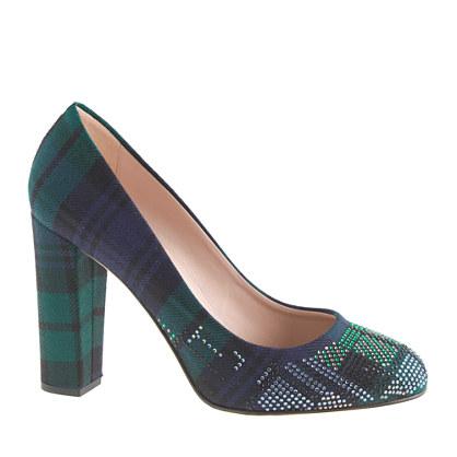 J.Crew Collection Etta plaid jeweled-toe pumps