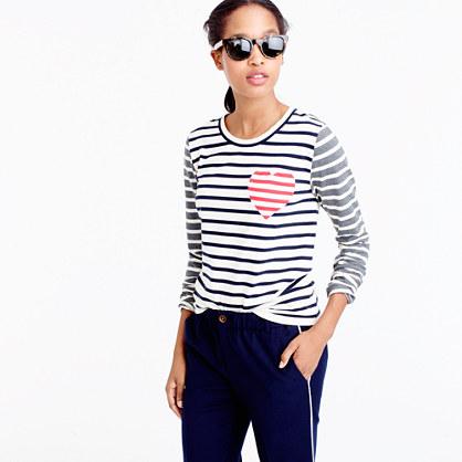 J.Crew Inset heart striped combo T-shirt