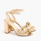 J.Crew Ruffle-strap heels (100mm) in metallic gold leather