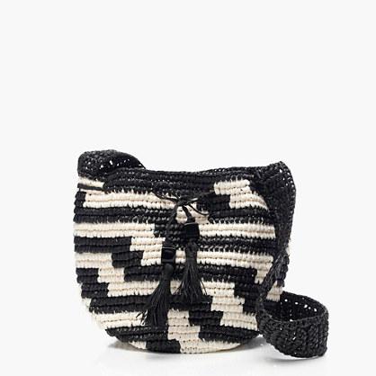 J.Crew Woven drawstring bag in geometric stripe