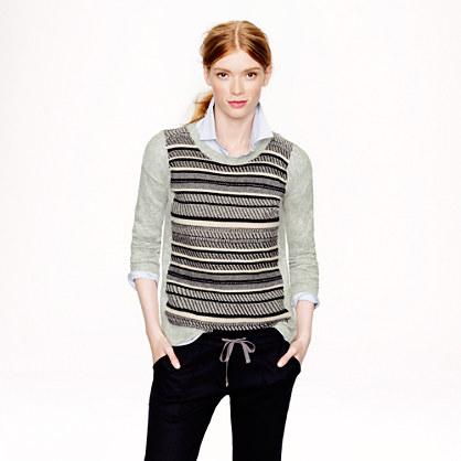 J.Crew Textured-stripe sweater in grey