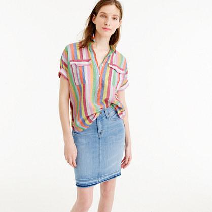 J.Crew Petite short-sleeve popover shirt in candy stripe
