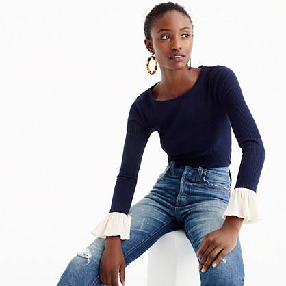 J.Crew Ribbed bell-sleeve top