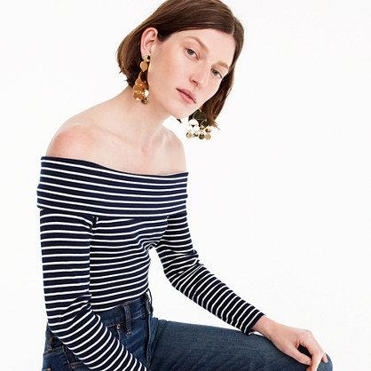 J.Crew Off-the-shoulder foldover top in stripe