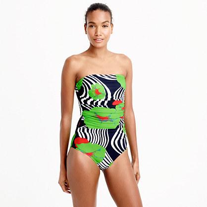 J.Crew Ruched bandeau one-piece swimsuit in Ratti® striped floral