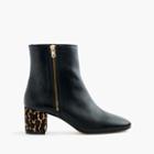 J.Crew Leather side-zip ankle boots with calf hair heels