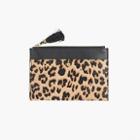 J.Crew Medium pouch in calf hair and leather