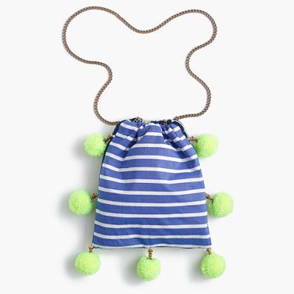 J.Crew Gaia&trade; for J.Crew pom-pom bag in stripe
