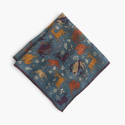 J.Crew Drake's® wool-silk pocket square in predator and prey print