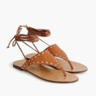 J.Crew Ankle-tie thong sandals in studded leather