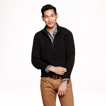 J.Crew Tall rustic merino elbow-patch half-zip sweater