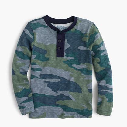 J.Crew Boys' long-sleeve henley T-shirt in camo