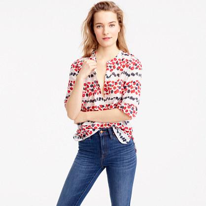 J.Crew Cotton-silk voile popover shirt in berry print