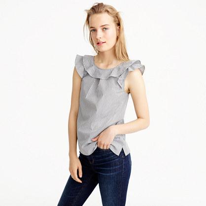 J.Crew Tall ruffle top in shirting stripes