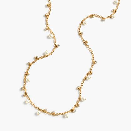 J.Crew Long crystal-and-pearl necklace