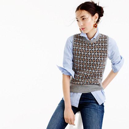 J.Crew Sweater shell inabstract diamond jacquard