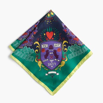 J.Crew Silk pocket square in coat of arms print