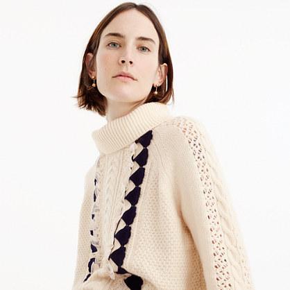 J.Crew Embellished cable sweater
