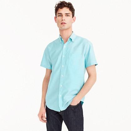 J.Crew Short-sleeve stretch American Pima oxford shirt in turquoise