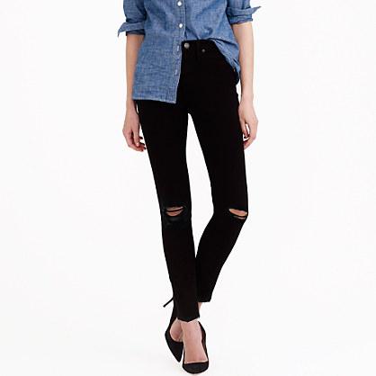 J.Crew Distressed lookout high-rise jean in true black