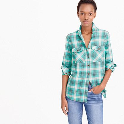 J.Crew Boyfriend shirt in emerald plaid