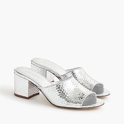 J.Crew All-day mules (60mm) in metallic snakeskin