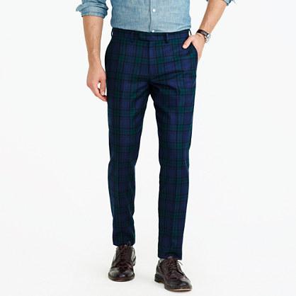 J.Crew Bowery slim pant in green plaid English wool