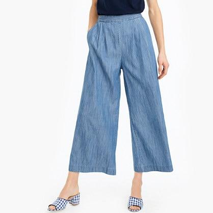 J.Crew Wide-leg cropped chambray pant