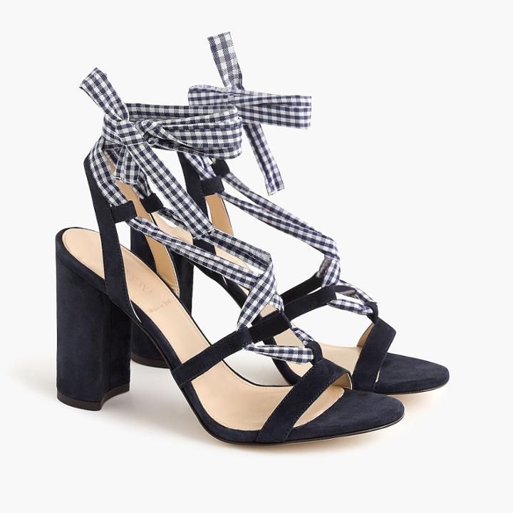 J.Crew Wrap-around heels (100mm) in gingham