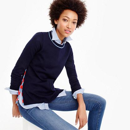 J.Crew Side-slit sweater with striped ties