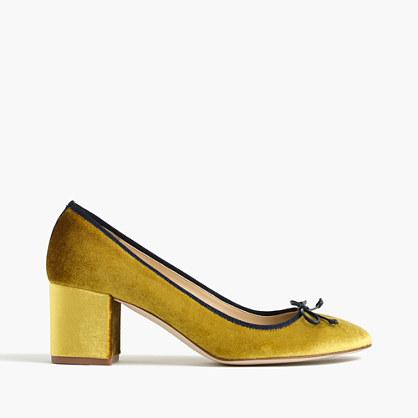 J.Crew Evie ballet heel in gold velvet